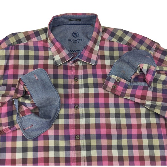 Bugatchi Uomo Other - Bugatchi‎ Uomo Mens XXL Classic Fit Long Sleeve Plaid Button Up Shirt Multicolor